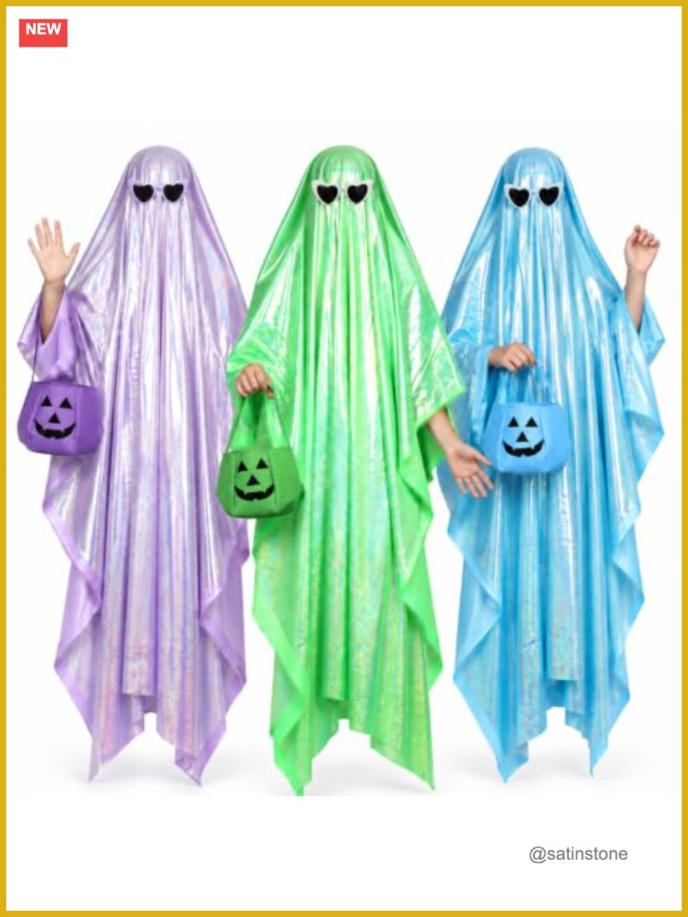 3 Set Holographic Disco Ghost Costume Adult Halloween Spooky with Sunglasses